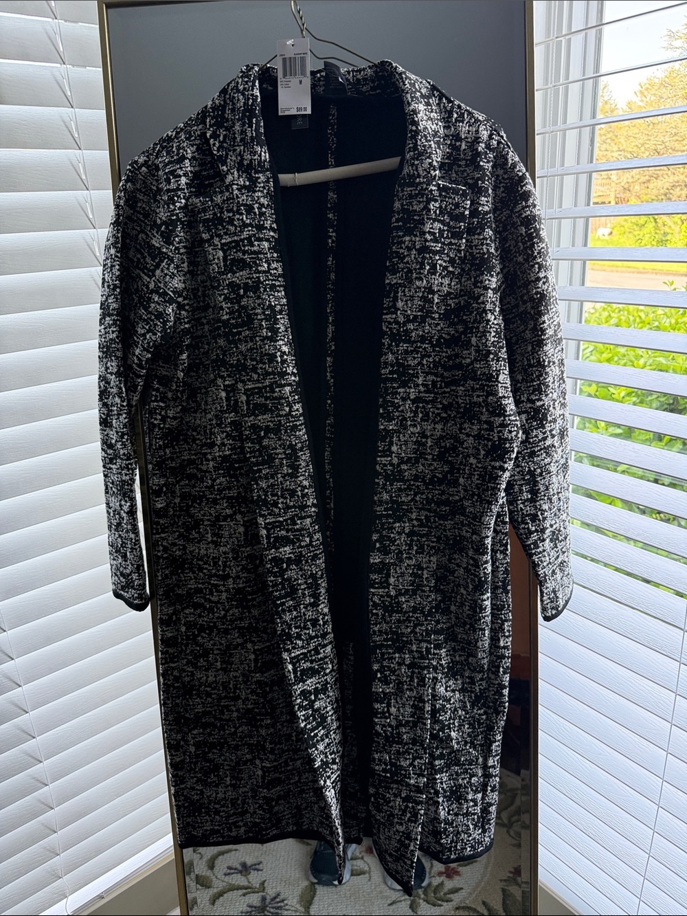 Off-White Black and White Textured Trench Coat
